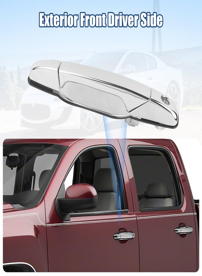 NPAUTO مقبض باب السائق الأمامي الأيسر الخارجي، بديل لسيارات شيفروليه سيلفرادو، أفالانش، سابربان، تاهو، كاديلاك إسكاليد، جي إم سي سييرا، يوكون XL موديلات 2007-2013، رقم القطعة 80546، لون كروم - Image 2